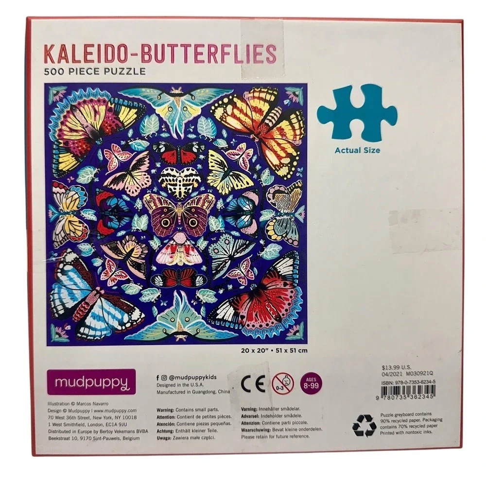 Mudpuppy 500pc Kaleido Butterflies Jigsaw Puzzle 2020 Art Complete 20 x 20